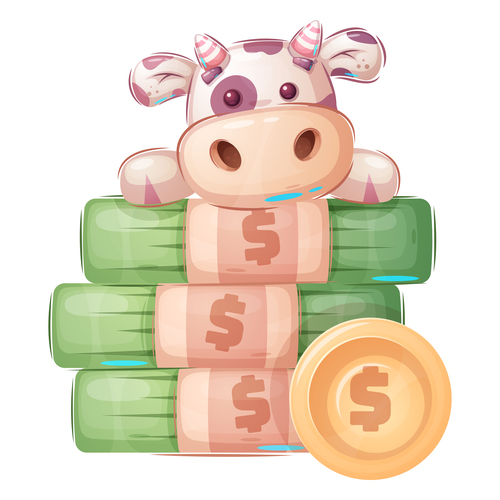 Cattle and money cartoon vector