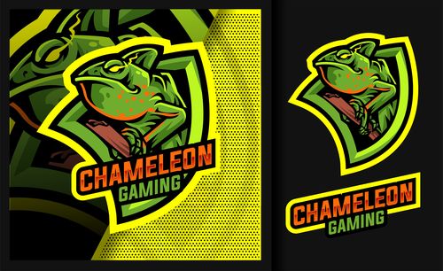 Chameleon gaming mascot logo vector