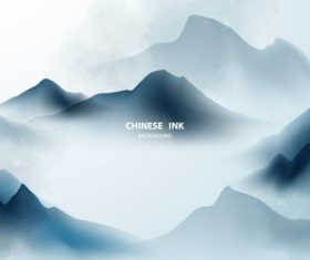 China ink painting mountain vector