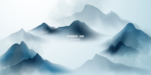 China ink painting mountain vector