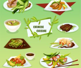 Chinese cuisine signature dishes icon vector
