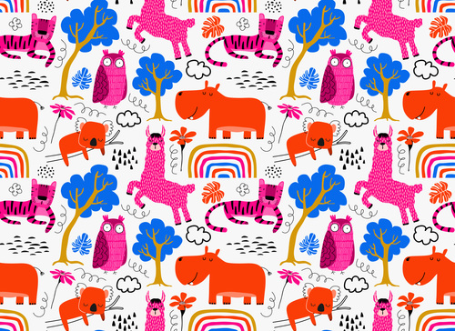 Colorful seamless pattern animal vector