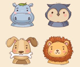 Cute animal avatars element vector