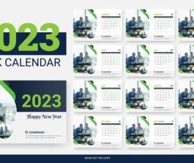Delicate 2023 desk calendar template vector