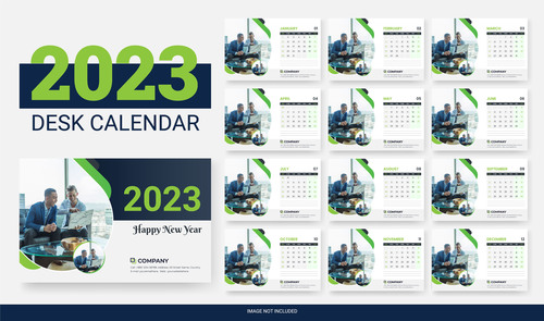 Delicate 2023 desk calendar template vector