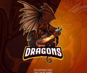 Dragons game logo design vector