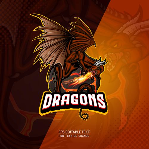 Dragons game logo design vector