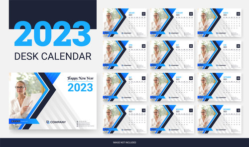 Enterprise 2023 desk calendar template vector