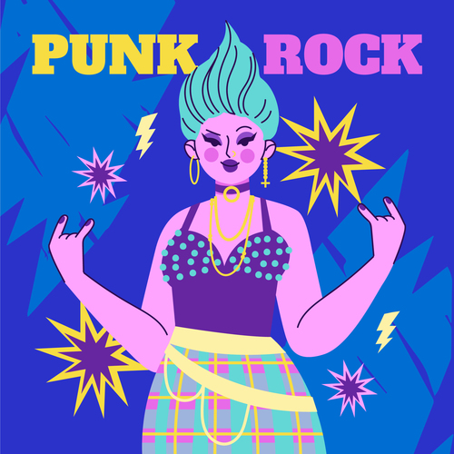 Female punk rock illustration vector