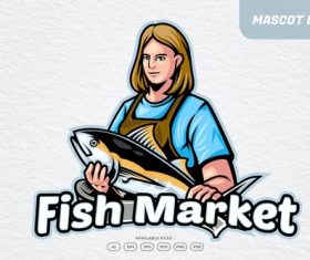 Fish market logo vector