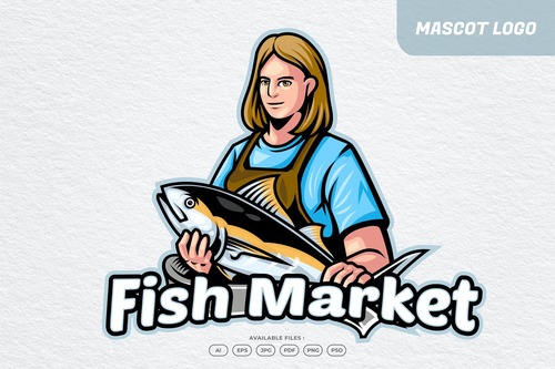 Fish market logo vector