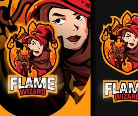 Flame Wizard Girl Mascot Logo
