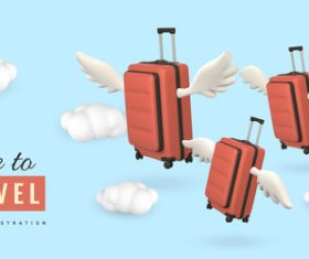 Flying box travel advertising template vector