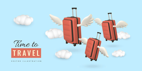 Flying box travel advertising template vector