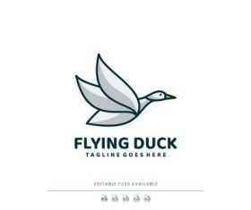 Flying duck mascot logo vector
