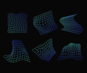 Geometric grids with neon gradient set vector