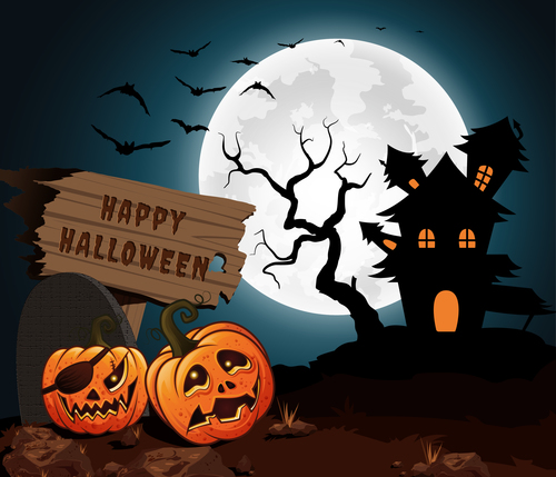 Ghost house vector under the night free download