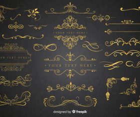 Golden ornament collection vector