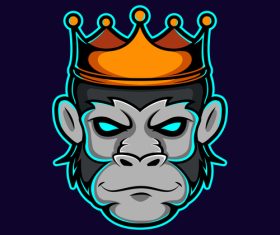 Gorilla king icon vector