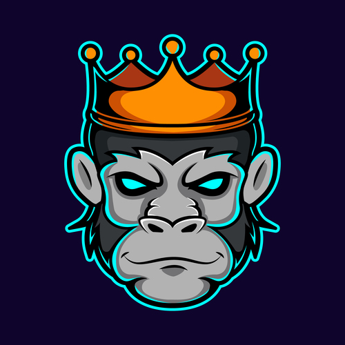 Gorilla king icon vector