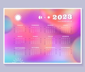 Gradient background 2023 calendar vector
