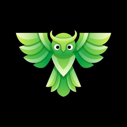 Green owl logo vector