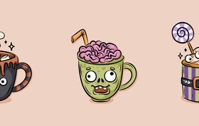 Halloween mugs set vector