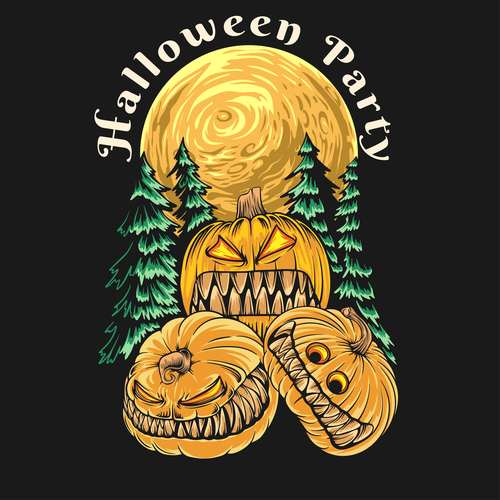 Halloween party spooky pumpkin halloween tshirt design artwork vector