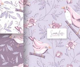 Hand drawn birds pattern vector