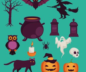 Happy halloween icons vector illustration