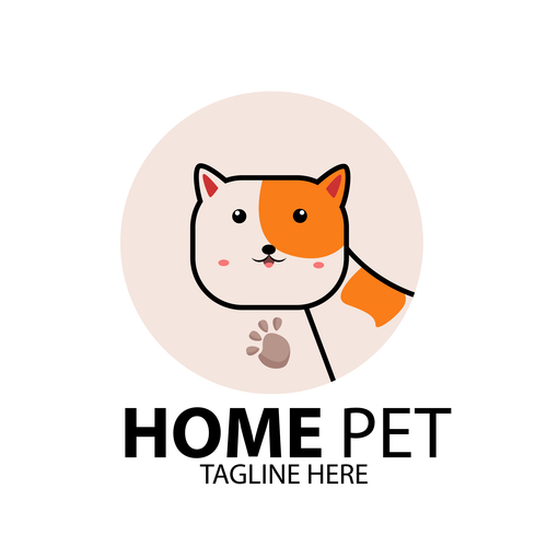 Home pet logo with cute dog head vector