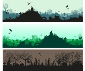 Horror graveyard banner vector