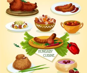 Hungarian cuisine signature dishes icon vector