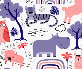 Interesting forest animal seamless pattern vector