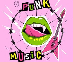 Interesting punk rock illustration vector