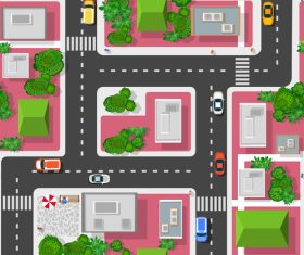 Intersection traffic top view vector