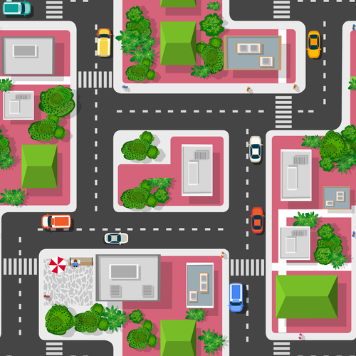 Intersection traffic top view vector