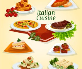Italian cuisine dinner icon vector