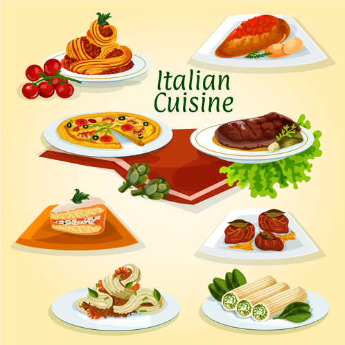 Italian cuisine dinner icon vector
