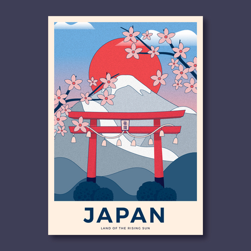 Japanese style card vector