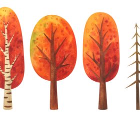 Late autumn tree watercolor clipping painting vector