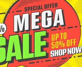 Mega sale banner with special offer vector