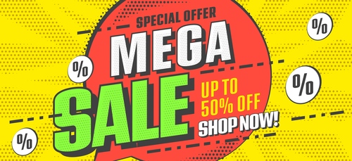Mega sale banner with special offer vector