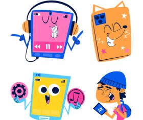 Mobile player cartoon vector