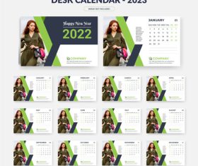 Model background desk calendar 2023 vector