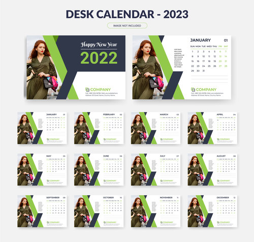 Model background desk calendar 2023 vector