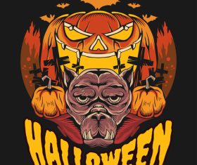 Monster dog halloween spooky halloween tshirt design artwork vector
