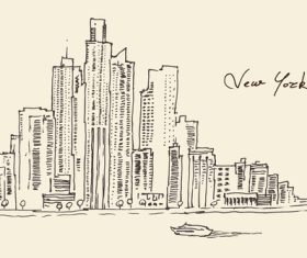 New york city architecture vintage engraved illustration vector