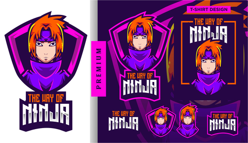 Ninja elite sasuke logo design vector