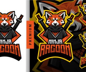 Ninja racoon logo design vector
